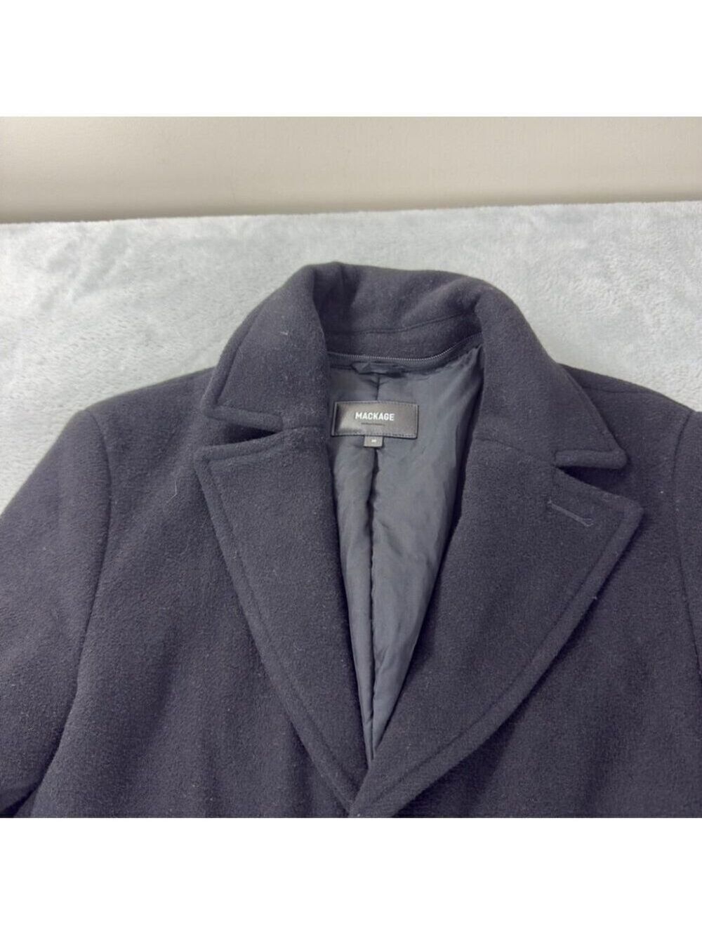 Mackage Dillon Black Wool Cashmere Blend Coat Medium - Picture 15 of 16